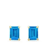 Belk & Co 14K White Gold Solitaire Emerald-Cut Birthstone Stud Earrings, Blue