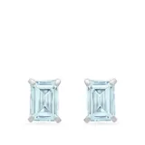 Belk & Co 14K White Gold Solitaire Emerald-Cut Birthstone Stud Earrings
