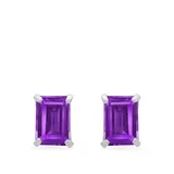 Belk & Co 14K White Gold Solitaire Emerald-Cut Birthstone Stud Earrings