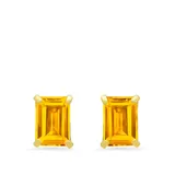 Belk & Co. Citrine 14k White Gold Solitaire Emerald-Cut Birthstone Stud Earrings