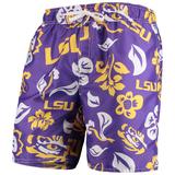 "Men's Wes & Willy Purple LSU Tigers Floral Volley Swim Trunks"