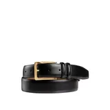 Johnston & Murphy Men's 31.75 Millimeter Satin Nickel Finish Buckle Textured Italian Calfskin Belt, Black