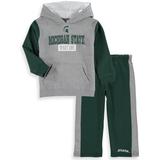 Toddler Colosseum Heathered Gray/Green Michigan State Spartans Back To School Fleece Hoodie And Pant Set