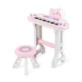 Costway 37-key Kids Electronic Piano Keyboard Playset-Pink