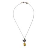 Ancient Monarch,'Butterfly-Themed Amber Pendant Necklace from Mexico'