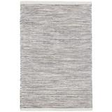Dash and Albert Rugs Tideline Hand-Loomed Gray/White Indoor/Outdoor Area Rug Recycled P.E.T. in Brown/Gray/White, Size 60.0 W x 0.25 D in | Wayfair
