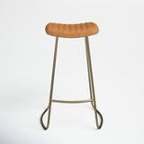 Joss & Main Marianna Sanderlin Bar & Counter Stool Upholstered/Leather/Metal/Genuine Leather in Yellow/Brown, Size 30.0 H x 19.6 W x 17.0 D in