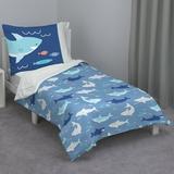 Harriet Bee Cael Shark 4 Piece Toddler Bedding Set Polyester in Blue | Wayfair 1A53221206874DF8974CB4C52A5E0DD3