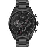 Black Plated Chronograph Watch With Black Dial - Black - BOSS by Hugo Boss Watches