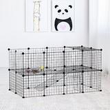 Pawhut Metal Mesh Small Animal House Kennel Crate Fence Pet Pen Metal in Black, Size 28.75 H x 57.5 W x 28.75 D in | Wayfair D06-072