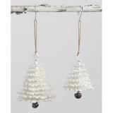 The Holiday Aisle® 2 Piece Snowflake Trees Holiday Shaped Ornament Set Wood in Brown/White, Size 6.0 H x 4.5 W x 4.0 D in | Wayfair