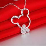 Disney Jewelry | Mickey Crystal Mickey Necklace Gift | Color: Silver | Size: Os