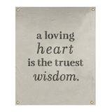 East Urban Home Polyester Handwritten Love & Wisdom Quote Tapestry Polyester in White/Black, Size 36.0 H x 26.0 W in | Wayfair