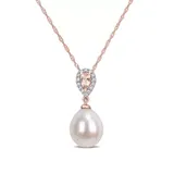 Belk & Co Diamond Accent Drop Pendant With Chain In 10K Rose Gold