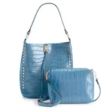Mellow World Crocodile Print Embossed Shoulder Bag & Crossbody Pouch, Blue