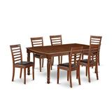 Alcott Hill® Janell Solid Wood Dining Set Wood/Upholstered Chairs in Brown, Size 30.0 H in | Wayfair 941B5B09896A41F9A933638D363B9AF3
