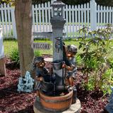 Red Barrel Studio® Joshi Resin Solar Garden Fountain w/ LED Light in Brown, Size 40.0 H x 15.0 W x 15.0 D in | Wayfair