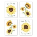 Sweet Jojo Designs Sunflower 4-Piece Set Paper Print in Brown/White/Yellow, Size 10.0 H x 8.0 W x 0.1 D in | Wayfair 4P-Prints-Sunflower