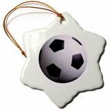 The Holiday Aisle® Soccer Ball Holiday Shaped Ornament Ceramic/Porcelain in Black, Size 3.0 H x 3.0 W x 0.0625 D in | Wayfair