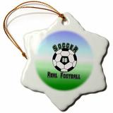 The Holiday Aisle® Soccer Is Real Football Holiday Shaped Ornament Ceramic/Porcelain in Green, Size 3.0 H x 3.0 W x 0.0625 D in | Wayfair
