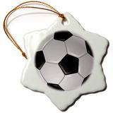 The Holiday Aisle® Soccer Ball Holiday Shaped Ornament Ceramic/Porcelain in Black, Size 3.0 H x 3.0 W x 0.0625 D in | Wayfair