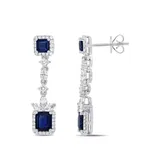Belk & Co. White 2.54 ct. t.w. Sapphire and 1.0 ct. t.w. Marquise and Round Cut Diamond Drop Earrings in 14k White Gold
