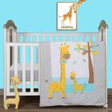 Zoomie Kids Mccardle Happy Giraffe Zoomie 2 Piece Crib Bedding Set Polyester/Cotton Blend in Gray | Wayfair E8F5CC5097C3423C891ABC37DE8CB01B