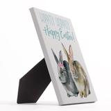 August Grove® Boda Hippity Hoppity Easter Bunnies Wood in Brown/Green/White, Size 10.0 H x 8.0 W x 0.5 D in | Wayfair