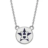 LogoArt Houston Astros Enamel Logo Link Necklace, Women's, Size: 18 mm, Silver