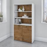 Bush Business Furniture Jamestown 66.12" H x 35.67" W Standard Bookcase Wood in White/Brown, Size 66.12 H x 35.67 W x 14.72 D in | Wayfair