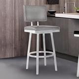 Williston Forge Nakagawa Bar & Counter Swivel Stool Upholstered/Leather in Gray, Size 43.5 H x 19.5 W x 18.5 D in | Wayfair