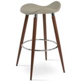 Industrial Modern Bar & Counter Stool Upholstered/Leather/Metal/Faux leather in Black/Brown, Size 30.5 H x 17.0 W x 18.0 D in | Wayfair
