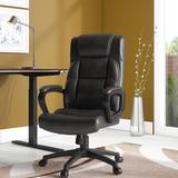 Lorell Soho High-Back Leather Executive Chair Upholstered in Black/Gray, Size 46.0 H x 25.63 W x 27.76 D in | Wayfair 41844