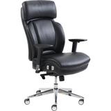 Lorell Wellness by Design Lumbar Support High-Back Chair Upholstered, Leather in Black/Gray, Size 46.8 H x 28.5 W x 32.68 D in | Wayfair 50194