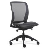 Lorell Mid-Back Chair w/ Mesh Seat & Back Wood/Upholstered/Mesh in Black/Brown, Size 45.0 H x 26.5 W x 25.3 D in | Wayfair 83106