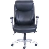 Lorell Big & Tall Ergonomic Genuine Leather Executive Chair Upholstered in Black/Green, Size 49.02 H x 24.0 W x 19.25 D in | Wayfair 48843