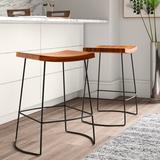 17 Stories Gernold Solid Wood Bar & Counter Stool Wood/Metal in Brown, Size 25.0 H x 17.88 D in | Wayfair 3C164BFF10764DD7979E973D487CBBA2