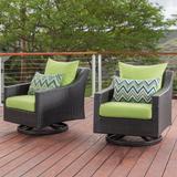 Wade Logan® Castelli Swivel Patio Chair w/ Cushions Wicker/Rattan, Resin in Brown, Size 32.0 H x 30.0 W x 33.0 D in | Wayfair