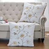 August Grove® Spring Flower Embroidery 2 Piece Euro Pillow Shell Set Polyester in Yellow, Size 26.0 H x 26.0 W x 4.0 D in | Wayfair