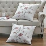 August Grove® Spring Flower Embroidery 2 Piece Euro Pillow Shell Set Polyester in Red, Size 26.0 H x 26.0 W x 4.0 D in | Wayfair