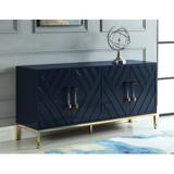 Everly Quinn Schade 64" Wide Sideboard, Stainless Steel in Blue, Size 31.0 H x 64.0 W x 19.5 D in | Wayfair 740DB68BDE3E41EEA3542AA504235F6A