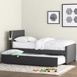 Algrenon Twin Platform Bed w/ Trundle by Mack & Milo™ kids Upholstered in Gray, Size 41.0 H x 42.0 W x 81.0 D in | Wayfair