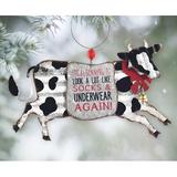 The Holiday Aisle® Cow Holiday Shaped Ornament Metal in Black, Size 7.25 H x 4.0 W x 0.5 D in | Wayfair 63EF71D055FA4FDFA764711F46E959DE