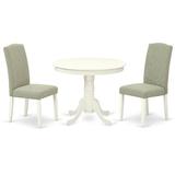 Alcott Hill® Consuelo 2 - Person Rubberwood Solid Wood Dining Set Wood/Upholstered Chairs in White, Size 30.0 H in | Wayfair