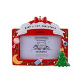 The Holiday Aisle® Baby's First Photo Frame Photo Ornament Plastic in Green/Red/Yellow, Size 3.0 H x 4.0 W x 0.25 D in | Wayfair