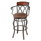 Red Barrel Studio® Hughey Swivel Counter, Bar & Extra Tall Stool Upholstered/Metal in Black/Brown, Size 39.5 H x 16.5 W x 16.5 D in | Wayfair