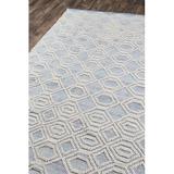 Union Rustic Alterizio Geometric Hand-Woven Flatweave Light Blue/Area Rug Recycled P.E.T. in White, Size 60.0 W x 0.5 D in | Wayfair