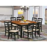 Alcott Hill® Teressa Butterfly Leaf Rubberwood Solid Wood Dining Set Wood/Upholstered Chairs in Black/Brown, Size 30.0 H in | Wayfair