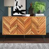 Mercury Row® Keira 2 Door 3 Drawer Buffet Wood in Brown, Size 32.7 H x 57.1 W x 17.3 D in | Wayfair 9CF29142D7AC48FEA05EC530B3516CCE