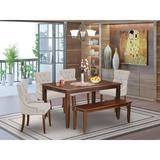 Winston Porter Karklyte 6 - Person Solid Wood Dining Set Wood/Upholstered Chairs in Brown, Size 29.0 H in | Wayfair